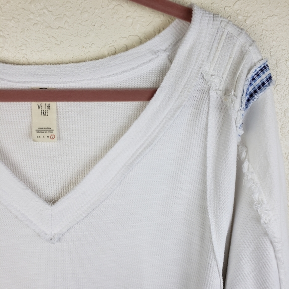 Free People Bohemian Sundae Swing Embroidered Waffle Peasant Blouse Top size L - Picture 3 of 11